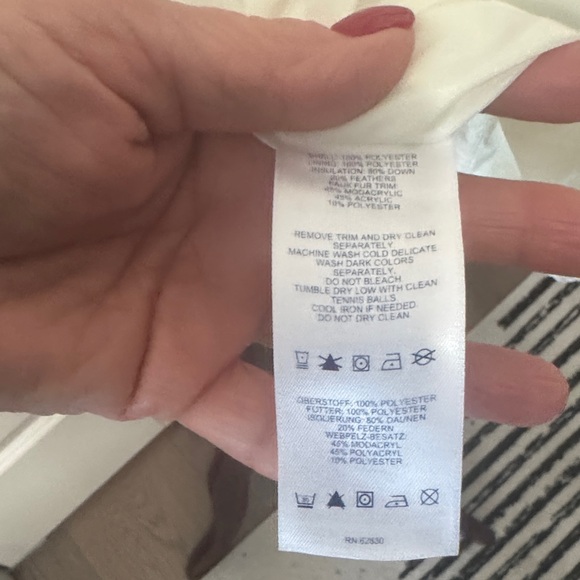 Lands' End Off White Puffer Jacket with Faux Fur Hood - Picture 13 of 15